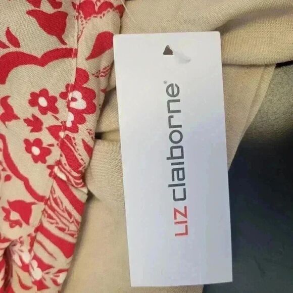 Liz Claiborne Women's Ivory & Red Rayon Floral Print Relaxed Fit Skirt NEW - Picture 13 of 13